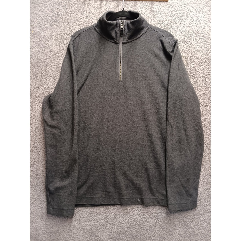 Banana Republic 1/4 Zip Sweater XL Gray Cotton Lightweight Pullover